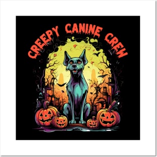 Creepy Canine Crew Dog Witch Halloween Posters and Art